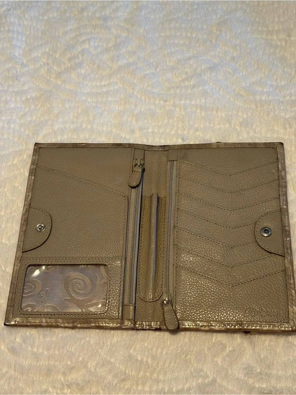 Shimmery Taupe Croc-Textured Wallet